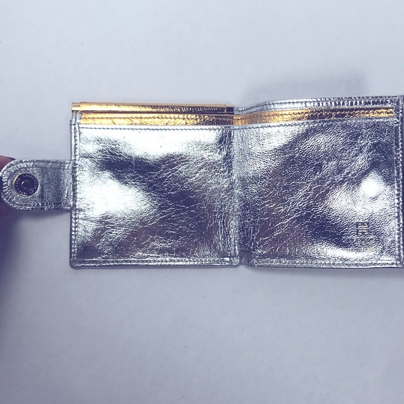 Vintage Givenchy Genuine Leather Wallet Silver Metallic Gold Colour Detailing - Picture 4 of 13
